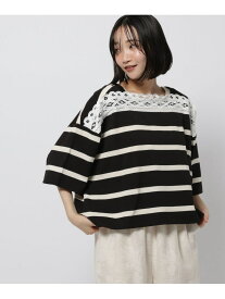 【SALE／30%OFF】バテンレース2WAY Tシャツ niko and ... ニコアンド トップス カットソー・Tシャツ ブラック グリーン【RBA_E】[Rakuten Fashion]