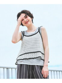 ペーパーライククロシェプルオーバー niko and ... ニコアンド トップス ベスト・ジレ ホワイト ブラウン【送料無料】[Rakuten Fashion]