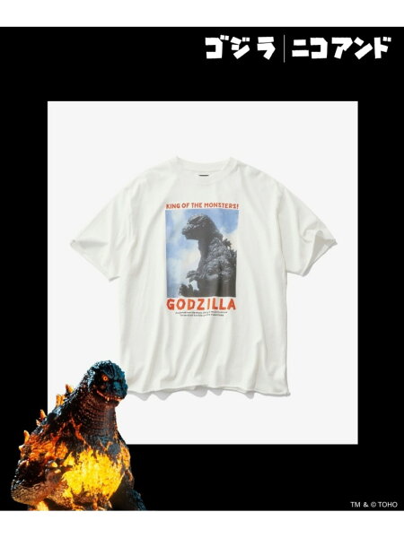 【GODZILLA(ゴジラ)】コラボ プリントTシャツ niko and ... ニコアンド トップス カットソー・Tシャツ グレー ホワイト イエロー ブルー ブラック ベージュ【送料無料】[Rakuten Fashion]
