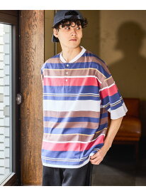 【SALE／30%OFF】USACOTTONヘンリーTEE niko and ... ニコアンド トップス カットソー・Tシャツ ベージュ ブラウン ブルー【RBA_E】[Rakuten Fashion]