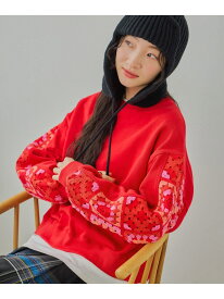 クロシェコンビプルオーバー niko and ... ニコアンド トップス スウェット・トレーナー グレー ネイビー グリーン ブラック レッド【送料無料】[Rakuten Fashion]