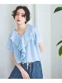 【SALE／50%OFF】ラッフルシアーチュニブラウス niko and ... ニコアンド トップス シャツ・ブラウス ホワイト グレー【RBA_E】[Rakuten Fashion]