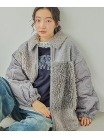 【SALE／20%OFF】パッチワークボアブルゾン niko and ... ニコアンド ジャケット・アウター ブルゾン・ジャンパー グレー ホワイト ベージュ【RBA_E】【送料無料】[Rakuten Fashion]