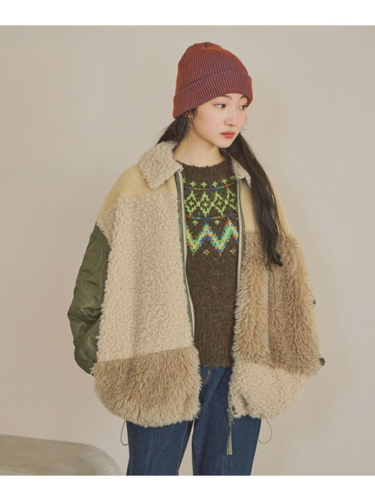 楽天市場】【SALE／20%OFF】パッチワークボアブルゾン niko and 