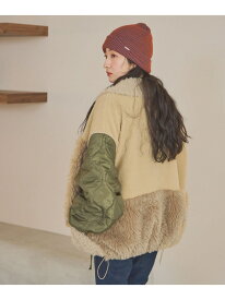 パッチワークボアブルゾン niko and ... ニコアンド ジャケット・アウター ブルゾン・ジャンパー グレー ホワイト ベージュ【送料無料】[Rakuten Fashion]