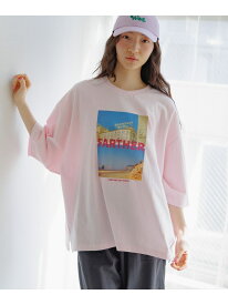 バック布帛CITYフォトTシャツ niko and ... ニコアンド トップス カットソー・Tシャツ ピンク ホワイト グレー【送料無料】[Rakuten Fashion]
