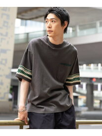 クロシェ切り替えTシャツ niko and ... ニコアンド トップス カットソー・Tシャツ ブルー グレー ホワイト【送料無料】[Rakuten Fashion]