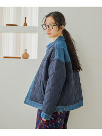 デニムキルトドッキングジャケット niko and ... ニコアンド ジャケット・アウター ブルゾン・ジャンパー ブラック カーキグリーン ネイビー【送料無料】[Rakuten Fashion]