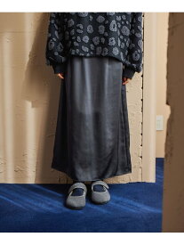 【SALE／70%OFF】サテンバックスリットスカート niko and ... ニコアンド スカート ロング・マキシスカート ブラウン グレー【RBA_E】[Rakuten Fashion]