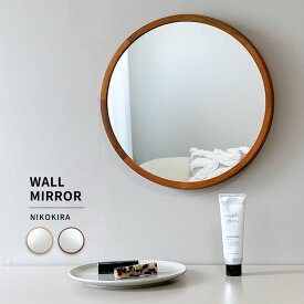 【限定5%OFFクーポン17日迄】 ウォールミラー 丸 鏡 壁掛け 壁掛けミラー 洗面台 鏡 壁掛け鏡 丸ミラー おしゃれ 丸い鏡 もくふる L 35cm 木製 木 ブラウン/ナチュラル 全2色 軽量 日本製 飛散防止 トイレ 洗面所 玄関 メイク鏡 円形 新生活 一人暮らし 引っ越し 祝い