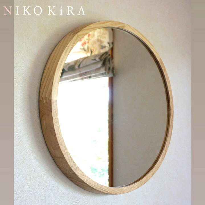 楽天市場 鏡 壁掛け おしゃれ 鏡 壁掛け おしゃれ 壁掛けミラー ウォールミラー 丸 丸い 鏡 丸いミラー もくふる L ナチュラル 35cm 軽量 軽い トイレ 北欧風 玄関 円形 まる 丸型 洗面 木製 木 無垢材 木枠ミラー 天然 日本製 あす楽