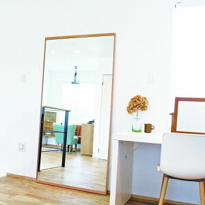 【7%OFFクーポン☆30日23:59迄】鏡 ミラー 立て掛け 姿見 全身 全身鏡 姿見鏡 おしゃれ 90cm 180cm 大型 大きい 玄関 北欧風 飛散防止 洗面 トイレ 立て掛け ウォールミラー 木目 木製 フレーム 茶