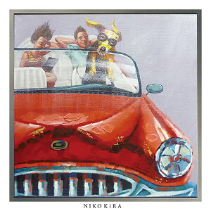 【7%OFFクーポン☆30日23:59迄】絵画 アート オイル ペイント 犬 いぬ イヌ 車 オープンカー 好き おしゃれ かわいい 絵 動物 ペット アニマル ポスター アートパネル グッズ ワンコ 愛犬 ドッグ