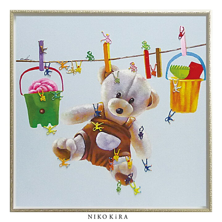 楽天市場 3 11迄p5倍 クーポン おしゃれ アート モダン 絵画 かわいい 絵 クマ くま ぬいぐるみ カラフル 油絵 おしゃれ オイル ペイント アート テディベア モンキーズ 幅cm 高さcm アート パネル リビング トイレ 玄関 プレゼント 送料無料 鏡専門店