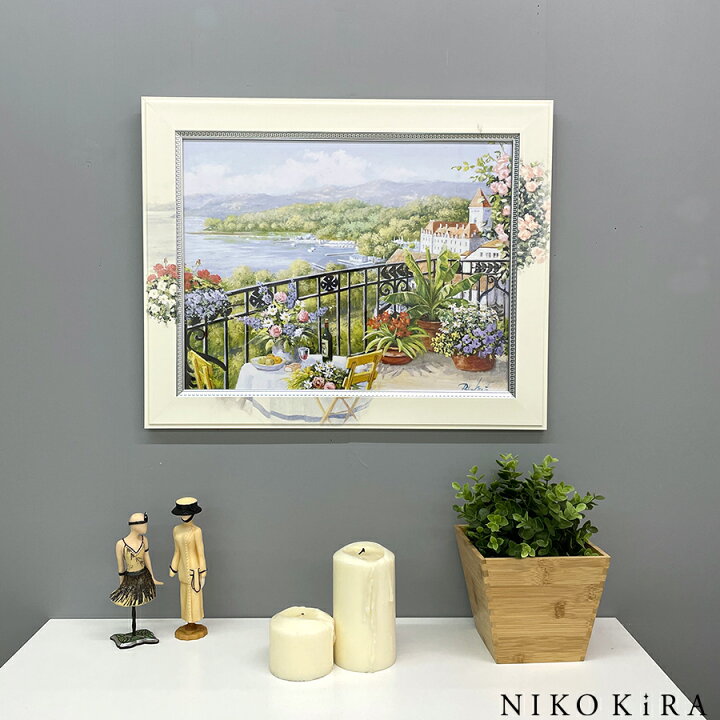 楽天市場 8 23迄 400円offクーポン 絵画 名画 アート 絵 壁掛け 額入り 風景画 油絵 おしゃれ ビッグアート ピーター モッツ ガーデン テラス ビュー L W55 H44 5 D2cm ポスター アート アートパネル リビング トイレ 玄関 プレゼント モダン アートフレーム