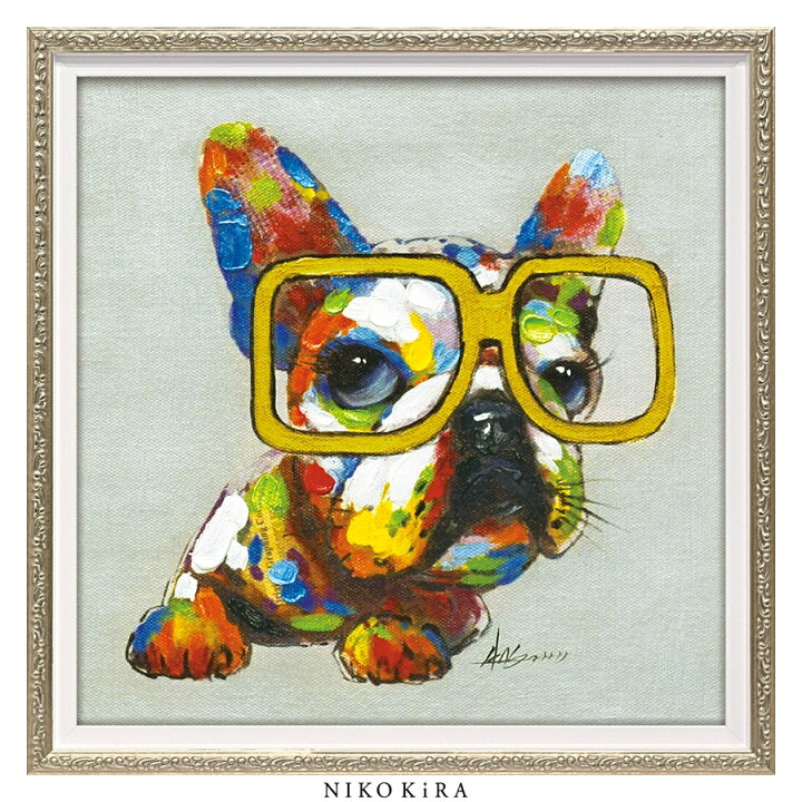 楽天市場 3 限定p5倍 おしゃれ 絵画 かわいい アート 絵 モダン 壁掛け 犬 猫 いぬ ネコ カラフル 風景画 油絵 おしゃれ オイル ペイント アート ビッグ グラシーズ Sサイズ 幅33cm 高さ33cm アート パネル リビング トイレ 玄関 プレゼント飾る 送料無料