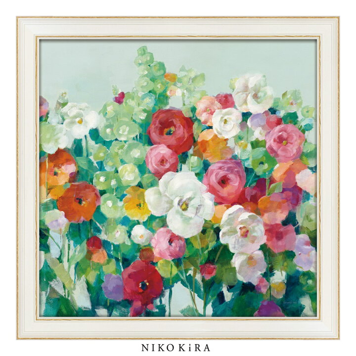 楽天市場 おしゃれ 花 アート はな 花束 モダン 植物 絵画 かわいい 絵 カラフル 油絵 おしゃれ ダンフイ ナイ ジューン ビューティー 幅51 5cm 高さ51 5cm アート パネル リビング トイレ 玄関 送料無料 鏡専門店 Niko Kira