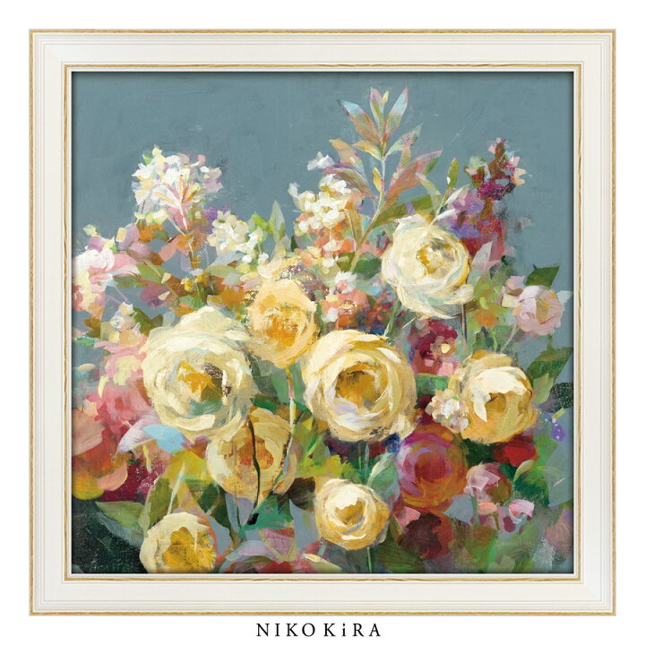 楽天市場 おしゃれ 花 アート はな 花束 モダン 植物 絵画 かわいい 絵 カラフル 油絵 おしゃれ ダンフイ ナイ ジョイ オブ ガーデン 幅69cm 高さ69cm アート パネル リビング トイレ 玄関 送料無料 鏡専門店 Niko Kira