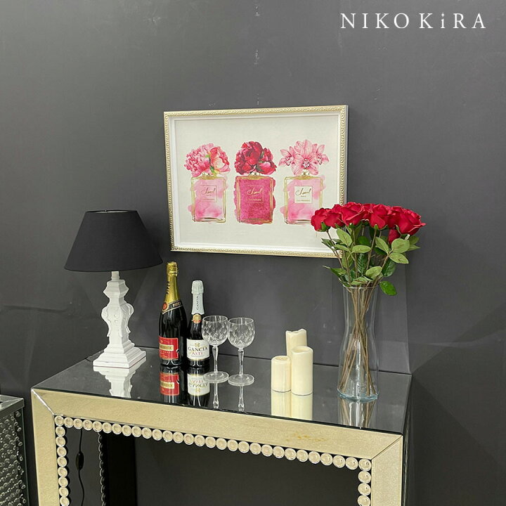 楽天市場 アートパネル アートポスター ブランド おしゃれシャネル Chanel ピンク ブーケ パフューム ボトル ブーケ 香水 花 フラワー 花束 絵 絵画 キャンバス M 56 5cm 43 5cm リビング A3 フレーム付き かわいい 可愛い 鏡専門店 Niko Kira