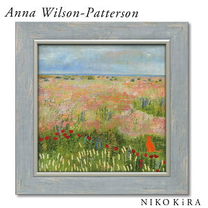 【7%OFFクーポン☆30日23:59迄】風景画 癒し系 アート アートパネル アート フレーム おしゃれ かわいい お花畑 花 猫 ねこ 海 37cm アンナ ウィルソン ビーチ キャット デザイン 絵画 名画 絵 壁