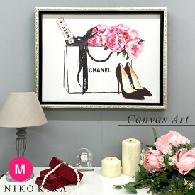 【本日P5★クーポンで500円off】 アートパネル アートポスター ブランド おしゃれ シャネル CHANEL 花 ブーケ ばら ローズ 絵 絵画 額入り モダン 玄関 トイレ キャンバス M 56.5cm 43.5cm a2 フレーム付き かわいい 可愛い 開運 運気が上がる絵