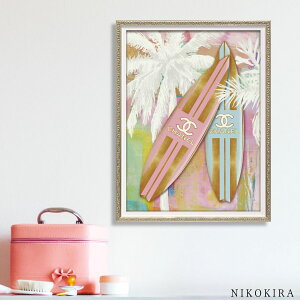 【7%OFFクーポン☆30日23:59迄】アートパネル オマージュアート アートポスター おしゃれ ロゴ アート 絵画 額入り 絵 モダン キャンバス 玄関 トイレ デザイナー サーフボード 海 サーフィン