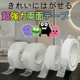【まとめ買いで最大60%OFF！選べる4種】超強力 両面テープ はがせる 魔法のテープ 透明 CORA モンスターフレンズ メッシュ入り魔法のテープ メッシュファイバー両面テープ 2mm 1mm きれいにはがせる はがしやすい 両面テープ 多用途 布 屋外 車 強力 貼ってはがせる 耐水 肌