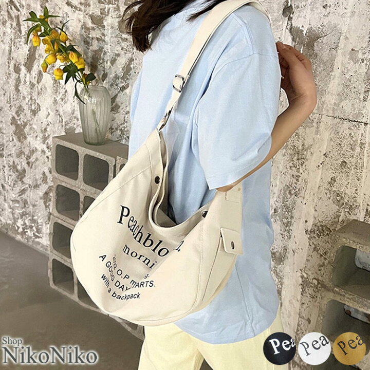 楽天市場】【全品送料無料！】 英字ロゴ キャンバス ショルダーバッグ  
