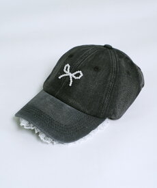 パールリボン レース デニムキャップ【即納】キャップ 帽子 リボン フェイクパール フェイクパールリボン 韓国カジュアル 韓国ガーリー フレンチガーリー 調節可能 レディース 韓国 Y2Kファッション 韓国ストリート 流行り トレンド かわいい