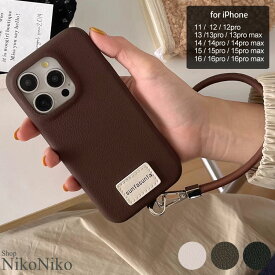 【クーポン利用で→1,540円】PUレザーハンドストラップ ロゴワッペン スマホケース ma【即納】 iPhone16 iPhone15 iPhone14 iPhoneケース 韓国スマホケース レディース 韓国 Y2Kファッション 韓国ストリート 流行り トレンド かわいい