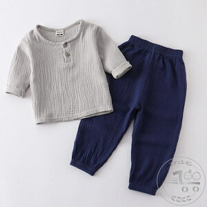 新生活 甚平 ベビー キッズ 子ども ダブルガーゼ 長袖 ロングパンツ 上下セット 綿 コットン 男の子 女の子 パジャマ 寝巻き ルームウェア お祭り 部屋着 子供服 花火大会 夏祭り 暑さ対策 保