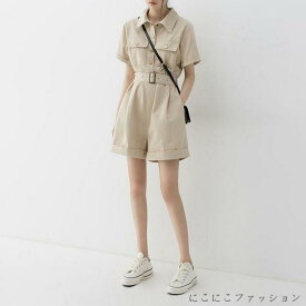 新生活 サロペット オーバーオール パンツ レディース 40代 春夏新作 ショット丈 ワイドパンツ ゆったり 半袖 サロペット オシャレボトムス 着痩せ カジュアル韓国風