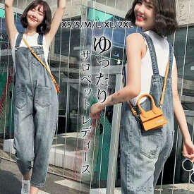 「スーパーSALE半額」 サロペット レディース オールインワン オーバーオール デニム ガウチョパンツ カジュアル ゆったり 無地 薄手 体型カバー 着痩せ 春夏秋 おしゃれ