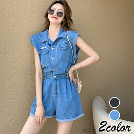「スーパーSALE半額」 サロペット オーバーオール パンツ レディース 40代 春夏新作 ショット丈 ワイドパンツ デニム ゆったり 半袖 サロペット オシャレボトムス カジュアル韓国風