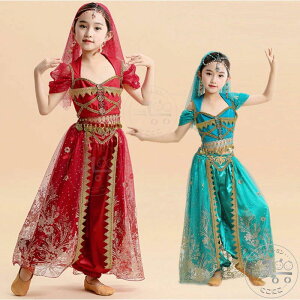 キッズベリーダンス衣装 ハロウィン衣装 子供用アラビアン 衣装 2色 衣装 セットアップ ジャスミン 衣装 ハロウィン コスチューム 仮装 レディース ベリーダンス 練習着 レッスン着 半袖ト