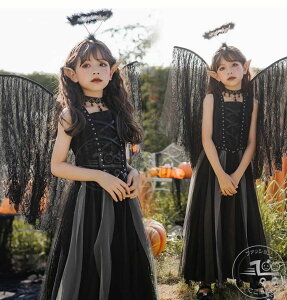 子供ワンピース ハロウィン衣装 黒天使 コスプレ 妖精 コスチューム 吸血鬼 cosplay 可愛い悪魔 仮装 変装 ウィッチ 子供可愛い面白い 女の子 ハロウィン仮装 コスプレ衣装 余興 コスプレ コス