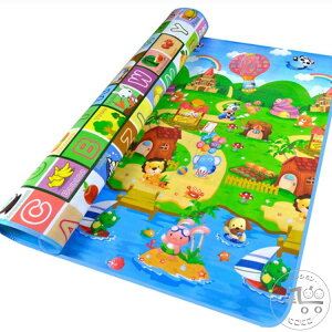 新生活 ベビープレイマット フロアマット リバーシブル 大判 200×180×0.5cm ハイハイマット 赤ちゃん 子供 折りたたみ 動物 車 アルファベット 知育 英語 撥水 薄手 かわいい 可愛い 出産祝い