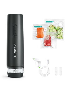 Hicozy HV002 真空パック機 フードシーラー 真空パック 真空シーラー 手持ち 軽量設計 操作簡単 強力脱気 高耐久性 鮮度長持ち 長期保存 専用袋×30枚付属