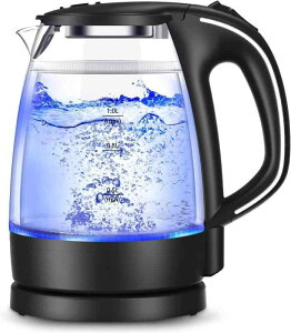 【2024新登場・二重構造】 DAZOPAGE 電気ケトル ガラス やけど防止 無臭 無害 1.0L ケトル 中身が見やすい LEDライト付き 自動電源オフ 空焚き防止機能 湯沸かし お手入れ簡単 新生活 PSE認証済み