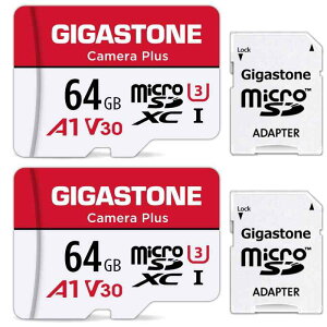 �y5�N�zGIGASTONE �}�C�N��sd�J�[�h 64GB 2�Z�b�g Camera Plus microSDXC UHS-I A1 V30 U3 C10 95MB/s �t��HD ���� SD�A�_�v�^�[2���t��