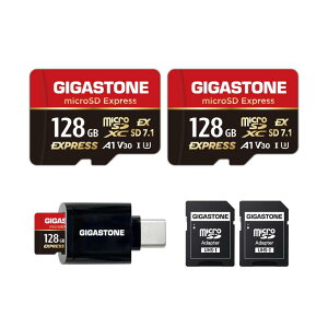 �ySwitch 2 ��p�݌v�zGIGASTONE microSD Express microSD�J�[�h 128GB 2���Z�b�g SD7.1 �ǂݎ�葬�x/�������ݑ��x�ő� 880/500MB/s A1 V30 U3 Type-C�J�[�h���[�_�[�t��