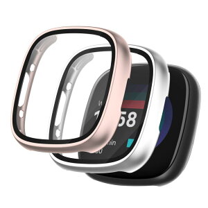 Seltureone �y2�Z�b�g�z Fitbit versa4 / Fitbit sense2�p �ی�P�[�X �[�d�Ή� PC�t���[��+�����K���X�t�B���� ��̉� �������� �E���ȒP �ϏՌ� ���h�~ �ϐF�h�~ �����ߗ�
