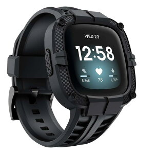 GELISHI Fitbit Versa 3/Fitbit Sense�p�o���h �o���p�[�P�[�X�t�� ���ȕی�o���h TPU�v���e�N�^�[�P�[�X ���X�g�o���h�X�g���b�v �X�}�[�g�E�H�b�`�A�N�Z�T���[ �j�����p �u���b�N
