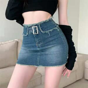 S-5XL ヴィンテージデニム ミニスカート レディース ボトムス デニム ミニスカート マイクロミニ 超ミニ タイトスカート ベルト付き インナーパンツ付き ハイウエスト ヒップラップ 春夏 ダ