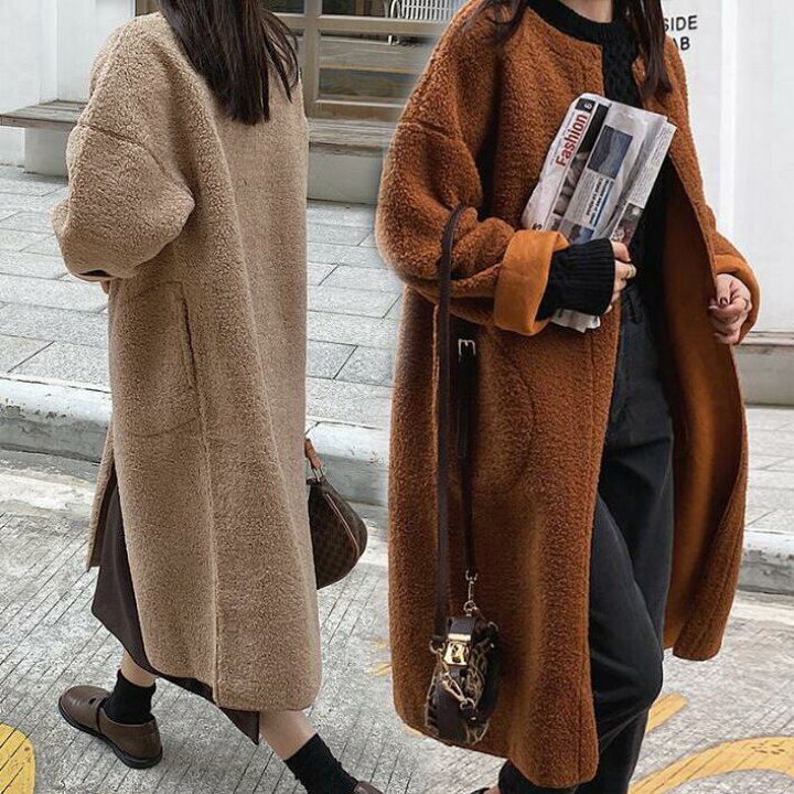 楽天市場】クルーネック ボアブルゾン ボアジャケット ボアコート