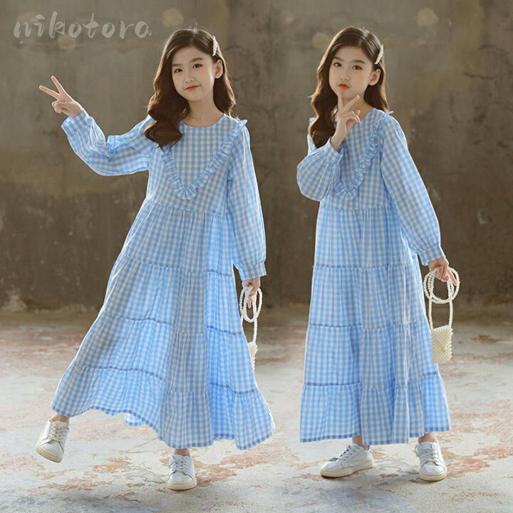 楽天市場】チェックシャツワンピース 子供ドレス 長袖 ロング  