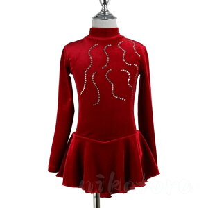 【3色】アイススケートウェア レッスン着 衣装 ドレス レディース 女の子 長袖 ベロア アイススケート衣装 専用レオタード スタンダード 舞台 発表会 競技着 ダンス衣装 ダンスドレス 練習