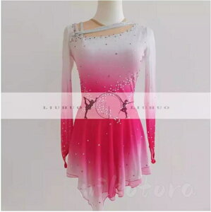 フィギュアスケート ドレス 衣装 女の子 レディース 大きいサイズ/小さいサイズ 練習着 競技用 イベント 演出服 レッスン着 ガール 長袖 レオタード スカート ストレッチ キラキラ スケート