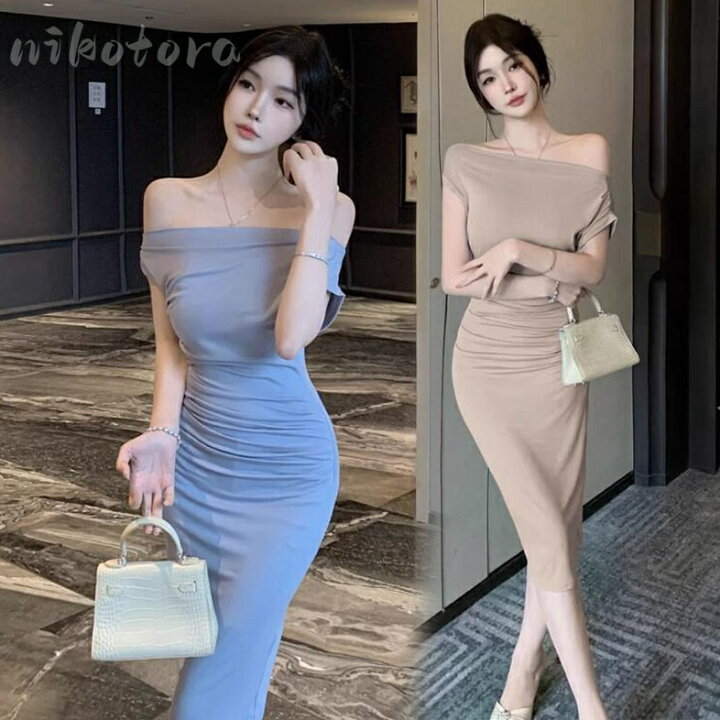 楽天市場】オフショルダー タイトワンピース ボディコン レディース  