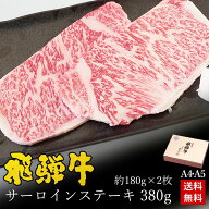 ステーキ ギフト お肉 肉 ギフト 飛騨牛サーロインステーキ 計360g●180g位×2枚 ステーキソース付●化粧…